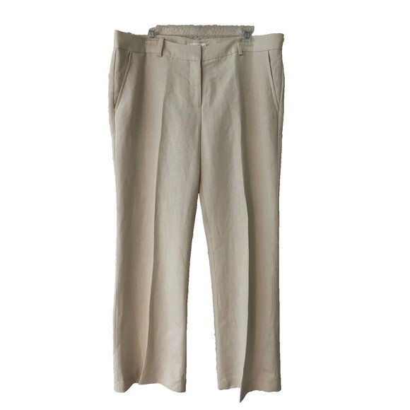 Calvin Klein Womens High Rise Minimalist Wide Leg Whitney Pant Beige Size 14 NWT - Picture 5 of 14